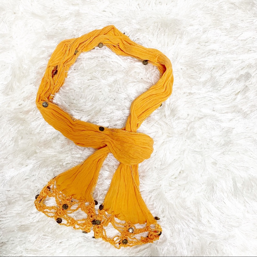 🎁 5/$25 Orange coin trim scarf wrap